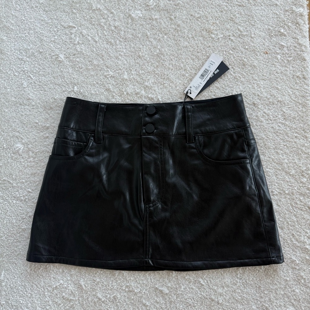Alice + Olivia Black Faux Leather Mini Skirt